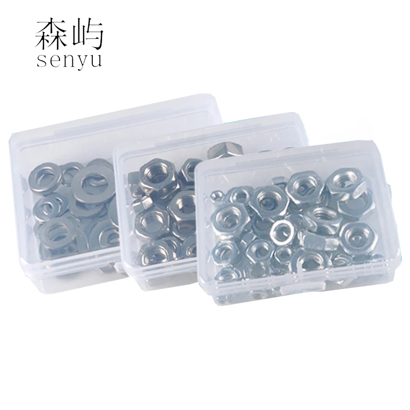 

50pcs Hexagon Nuts Washers Nylon Lock Nuts Thread Suit Flat Machine Washer Plain Washer Gaskets Set