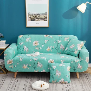 

Sofa Cover Elastic Polyester Flower Printing Couch Cover Soft Durable Green Slipcover for Single/Double/Three/Four Seat Narzuta