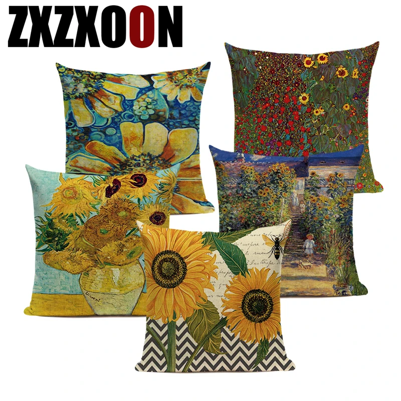 Decorative Throw Pillows Case Yellow Flower Sunflower Plant Beautiful