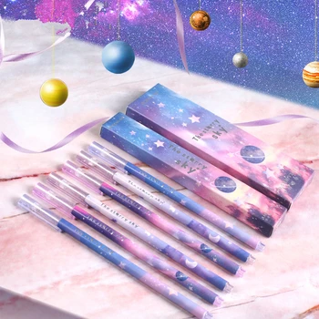 

12Pcs/Set gel pen bolígrafos de pens black kawaii Starry sky canetas gel back to school papelaria stationery cute pens 0.5mm