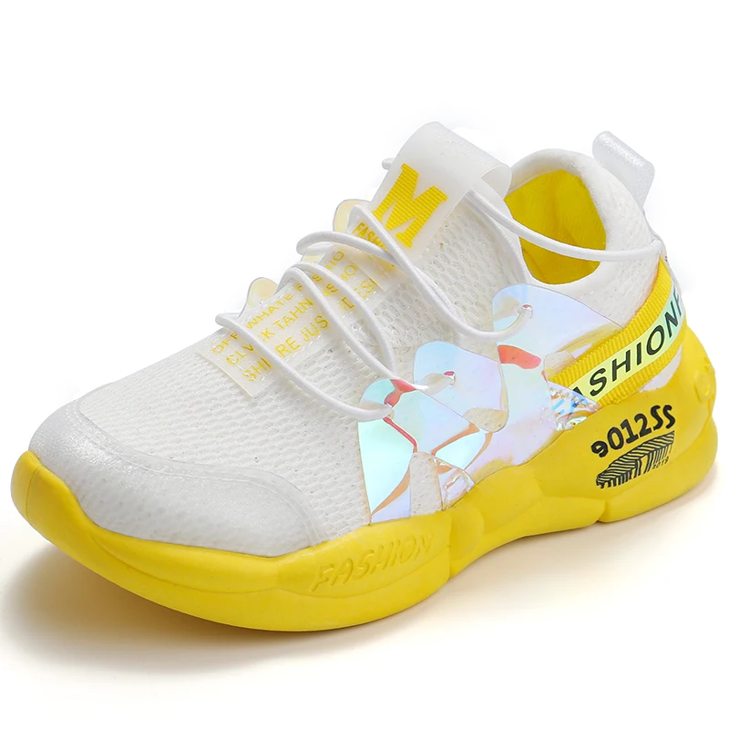 Спортивная обувь для девочек; осень г.; дышащие детские кроссовки для отдыха; детская обувь для мальчиков; детские беговые туфли для малышей - Цвет: yellow