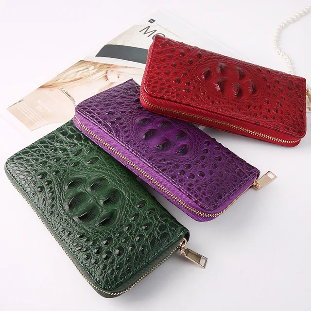 Luxury Alligator Pattern Split Leather Clutch Bag Men's Wallets Business Handbag Crocodile Male Clutch Wallet Card Holder Purse 2