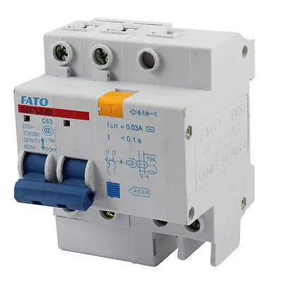 AC 220V 6-63A цепи 2pole на переключатель включения/выключения миниатюрный автоматический выключатель DZ47LE-63