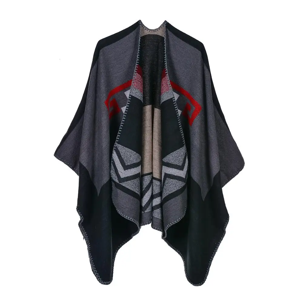 

Luxury geometric elements oversized square blanket aristocratic shawl cape scarf retro style