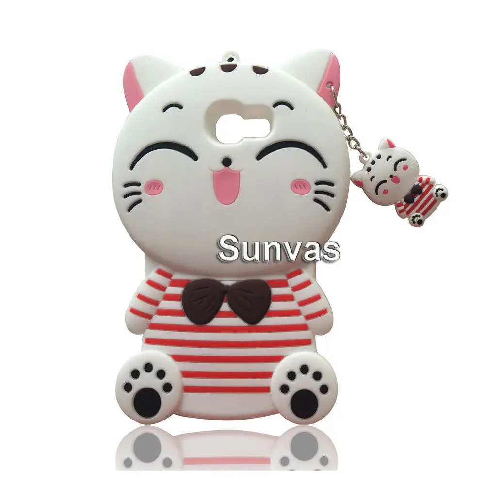 White Striped Cat Для samsung Galaxy J5/J7/A5/A7/ и J510 J710 A510 A710 3D Мягкий силиконовый мультяшный чехол для телефона - Цвет: White Striped Cat