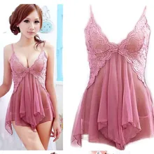 Женское сексуальное нижнее белье кружевное мини-платье Ночная одежда Стринги одежда для сна пижамный комплект розовая ночная рубашка сексуальное цельное платье для сна