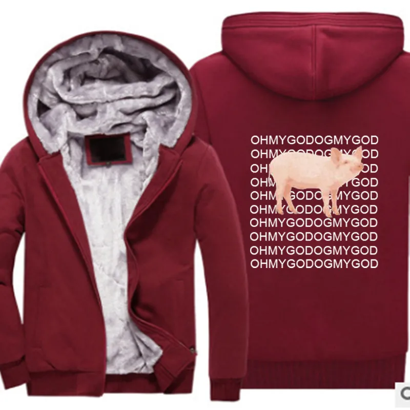 Новинка Oh My God PigFashion принт зимние толстовки на молнии толстовки утепленные Harajuku заказное удобное пальто куртка - Цвет: 5