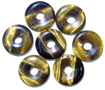 

30mm natural stone Turquoise Opal Quartz crystal tiger eye donut pendant for diy jewelry making necklace Accessories12pcs A2