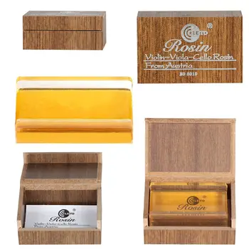 

Transparent Yellow Natural Rosin Resin Colophony Cuboid With Wooden Box