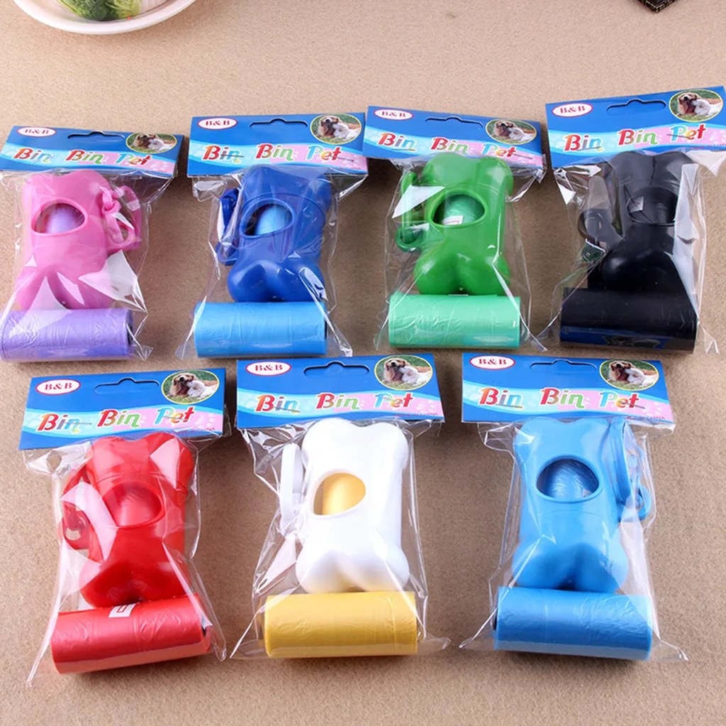 

1pcs Mini Roll Dog Waste Poop Bag Degradable Eco-Friendly Outdoor Pet Excrement Garbage Clean Bags With Bone Dispenser 10A