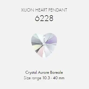 Crystal 001 AB XILION подвеска в виде сердца 6228 10,3x10 мм Swarovski оригинальные бусины для DIY хрустальные ювелирные изделия аксессуары-фурнитура - Цвет: Crystal 001 AB