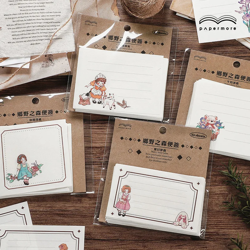 

30pcs/lot Memo Pads Sticky Notes Country Forest Series Junk Journal Scrapbooking Stickers Office School stationery