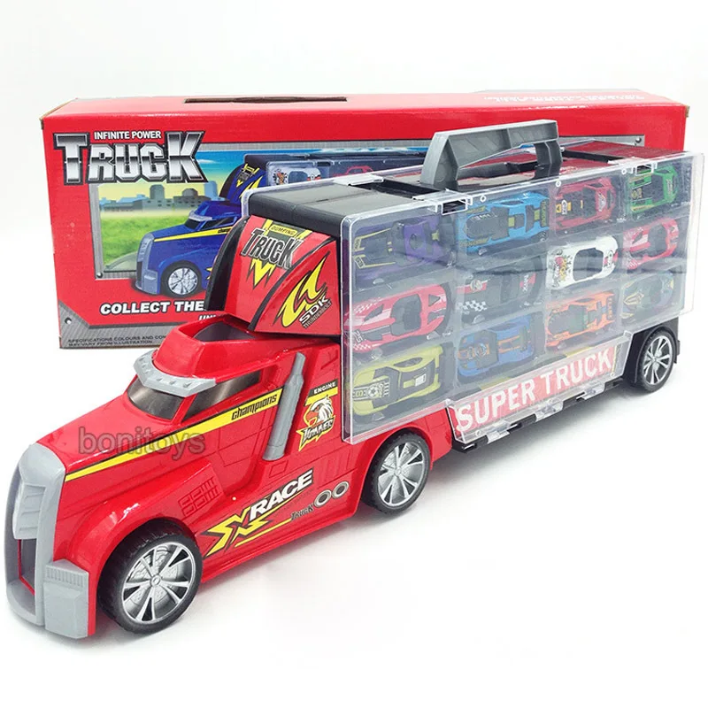 

Children Alloy Set Large Container with 12 of Alloy Small Car Camera Track Sports Car Toy Model Car CRRC