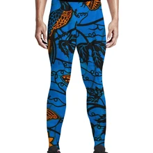 Бумажные брюки с цветами и птицами, мужские счастливые леггинсы, контроль животика, длина до колен, девять штанов, быстросохнущие футбольные штаны для упражнений M