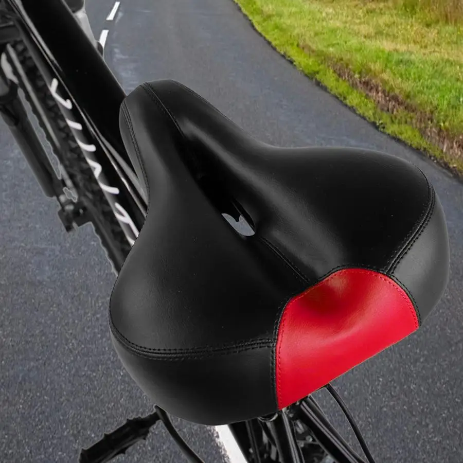 New Bicycle Saddle Ergonomic MTB Road Bike Perforated Seat Foam Cushioned PU Leather Texture Steel Rail Cycle Seat Accessories
