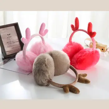 

Winter Earmuffs Unisex Christmas Plush Outdoor Earmuffs Cute Earmuffs Warmer Christmas Windproof Antler Adjustable Earmuffs