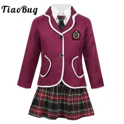 TiaoBug/Детская школьная форма для девочек-подростков в британском стиле, японский аниме косплей, студенческий костюм, пальто с рубашкой