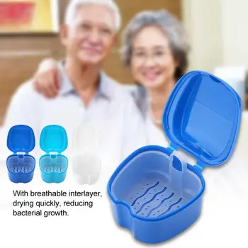 

Denture Bath Box Cleaning Teeth Case Dental False Teeth Storage Box with Filter Screen Container Dentist Oral Dental Appliance