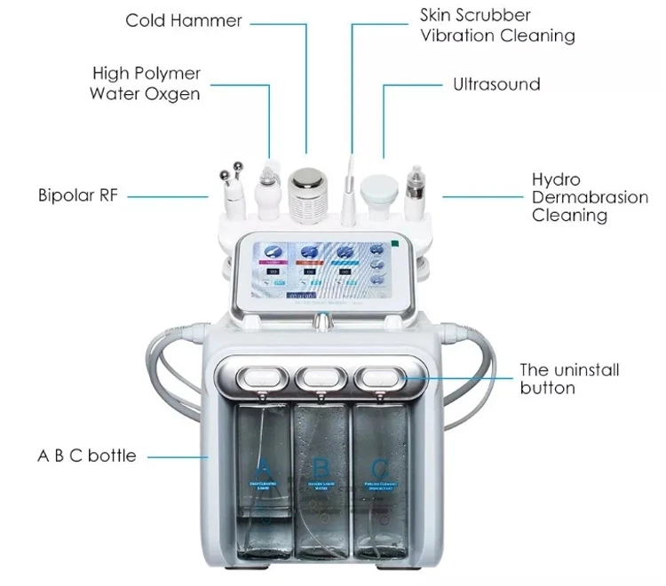 Новинка! 6 в 1 водород и кислород, маленькие пузырьки для чистки лица, косметическая машина, новейшая внутриклеточная Кислородная Вода, машина для лица