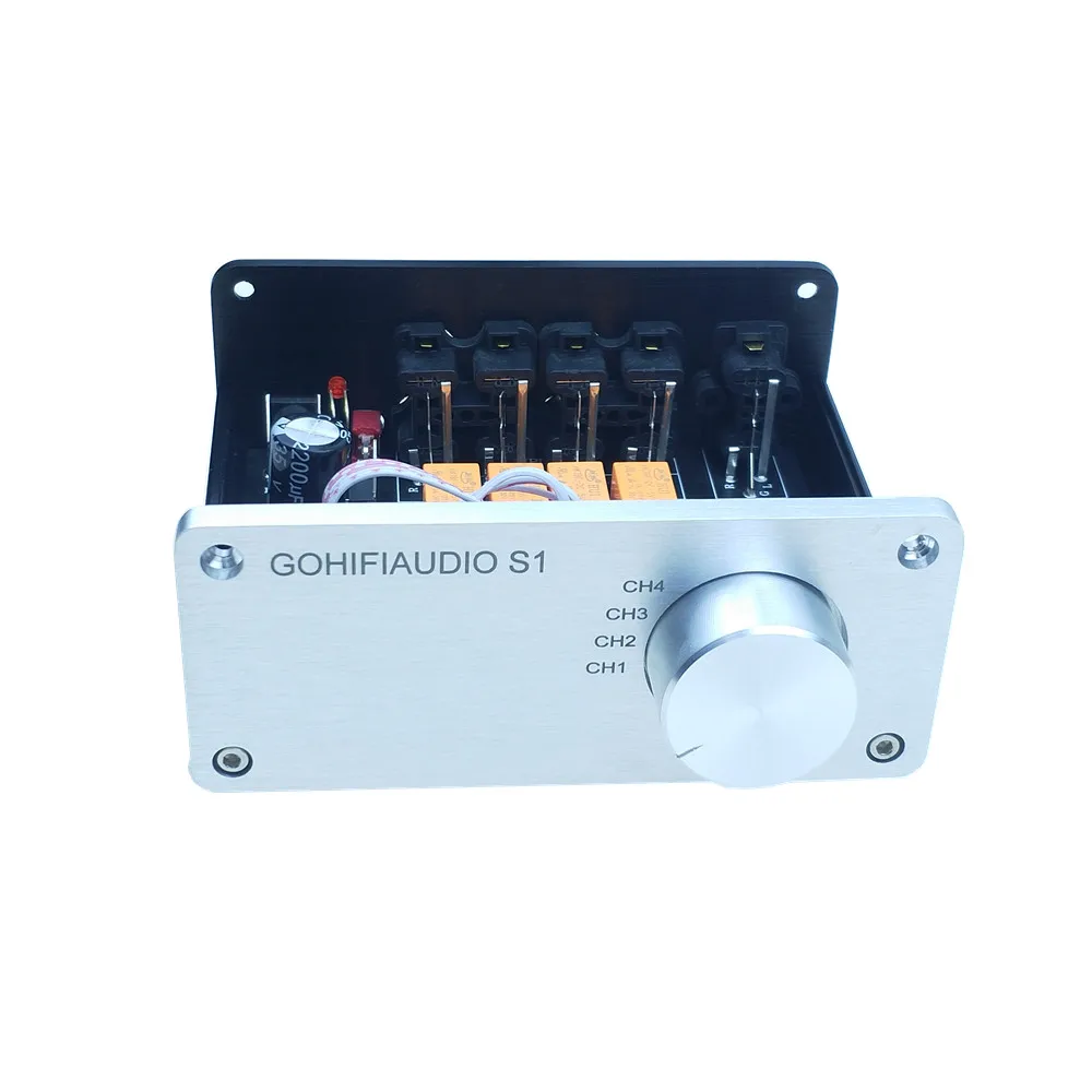 signal splitter 4 IN 1 OUT audio rca connector signal selector relay Source Selector HIFI input rca cable switcher schalter boX