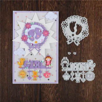 

DiyArts Children Footprint Diecuts for Making Cards Metal Cutting Dies Scrapbooking Embossing Cute Body Frame Dies 2020 New