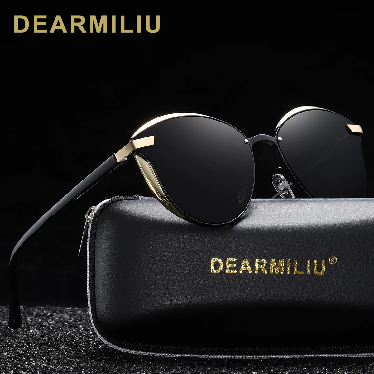 DEARMILIU женские Винтажные Солнцезащитные очки кошачий глаз, женские брендовые дизайнерские модные круглые ретро поляризованные зеркальные солнцезащитные очки для женщин