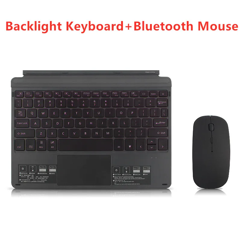 Backlight Add mouse Bluetooth клавиатура для microsoft Surface Go 10 дюймов планшет Беспроводная bluetooth клавиатура мышь для microsoft surface go 10," Чехол - Цвет: Backlight Add mouse