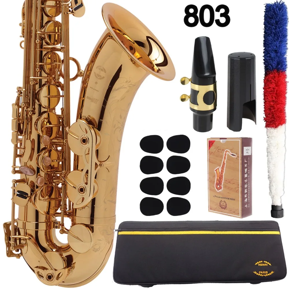 Бренд De Xin тенор саксофон 803 Серия III золотой лак B-flat Sax с набором мундштук трость