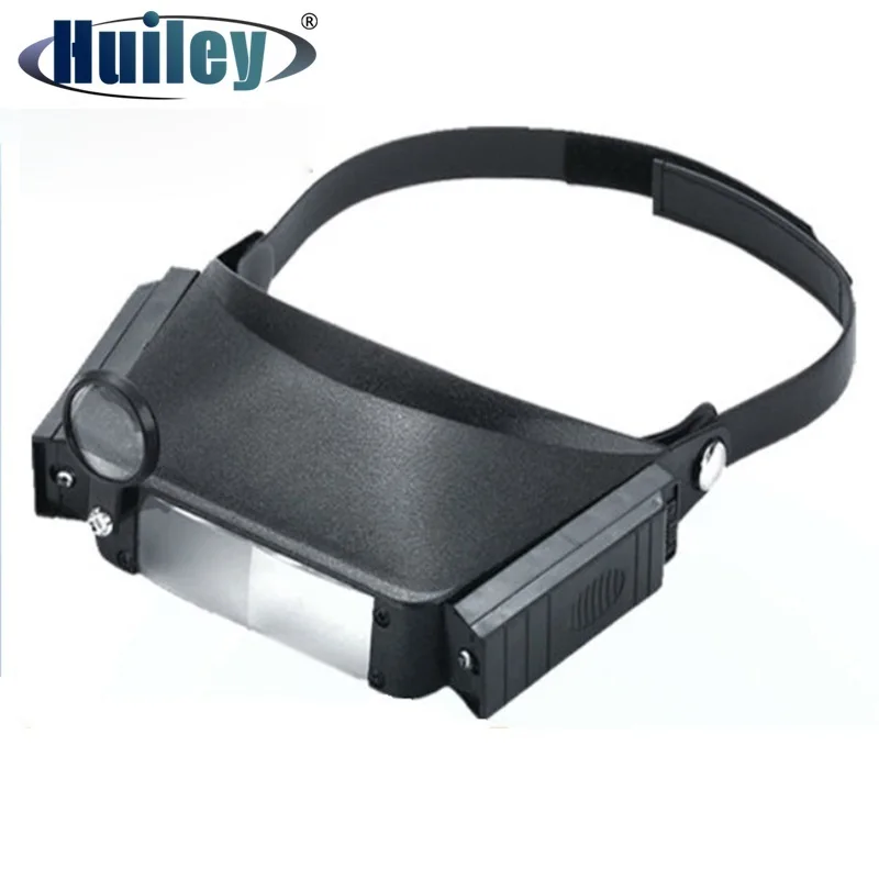 

Helmet Magnifying Glass Third Hand Illuminated Headband Strap Magnifier with Light 1.8X 2.3X 3.7X 4.8X Double Lens Head-wearing