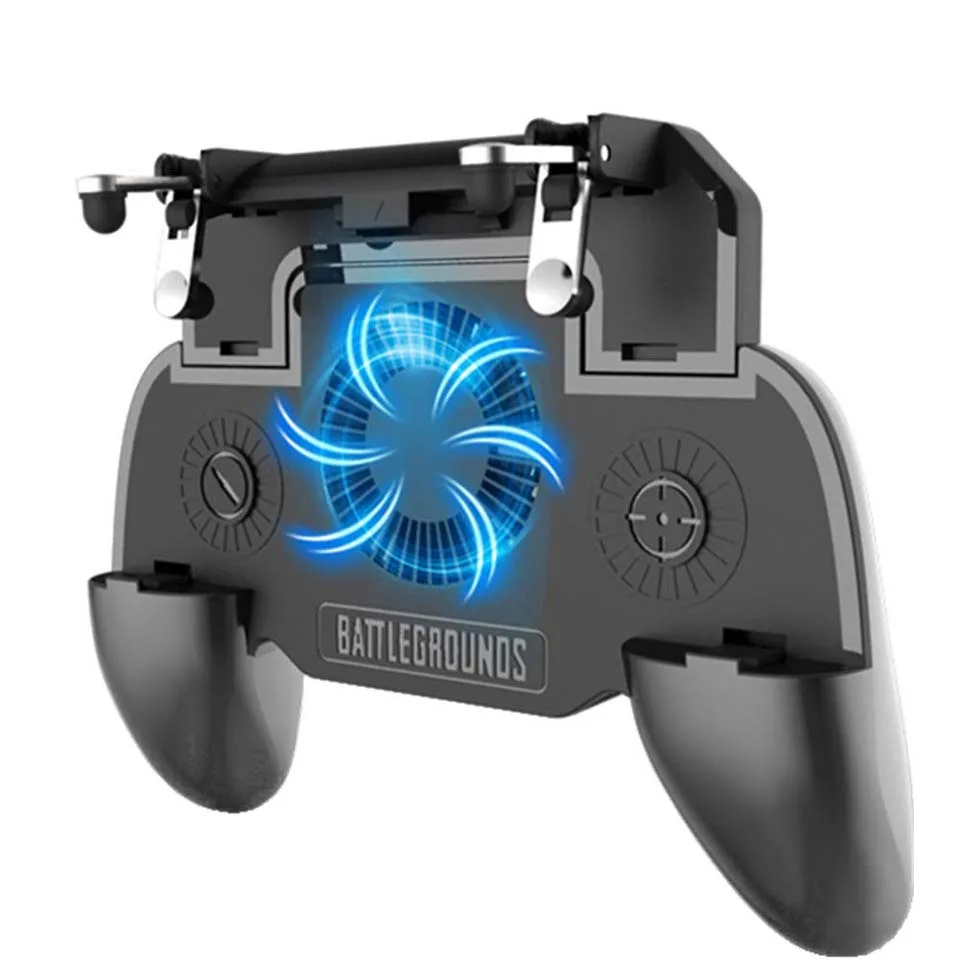 

Gaming Grip with Portable Charger Cooling Fan for PUBG Mobile Controller L1R1 Mobile Game Trigger Joystick for 4-6.5" Cell Phone