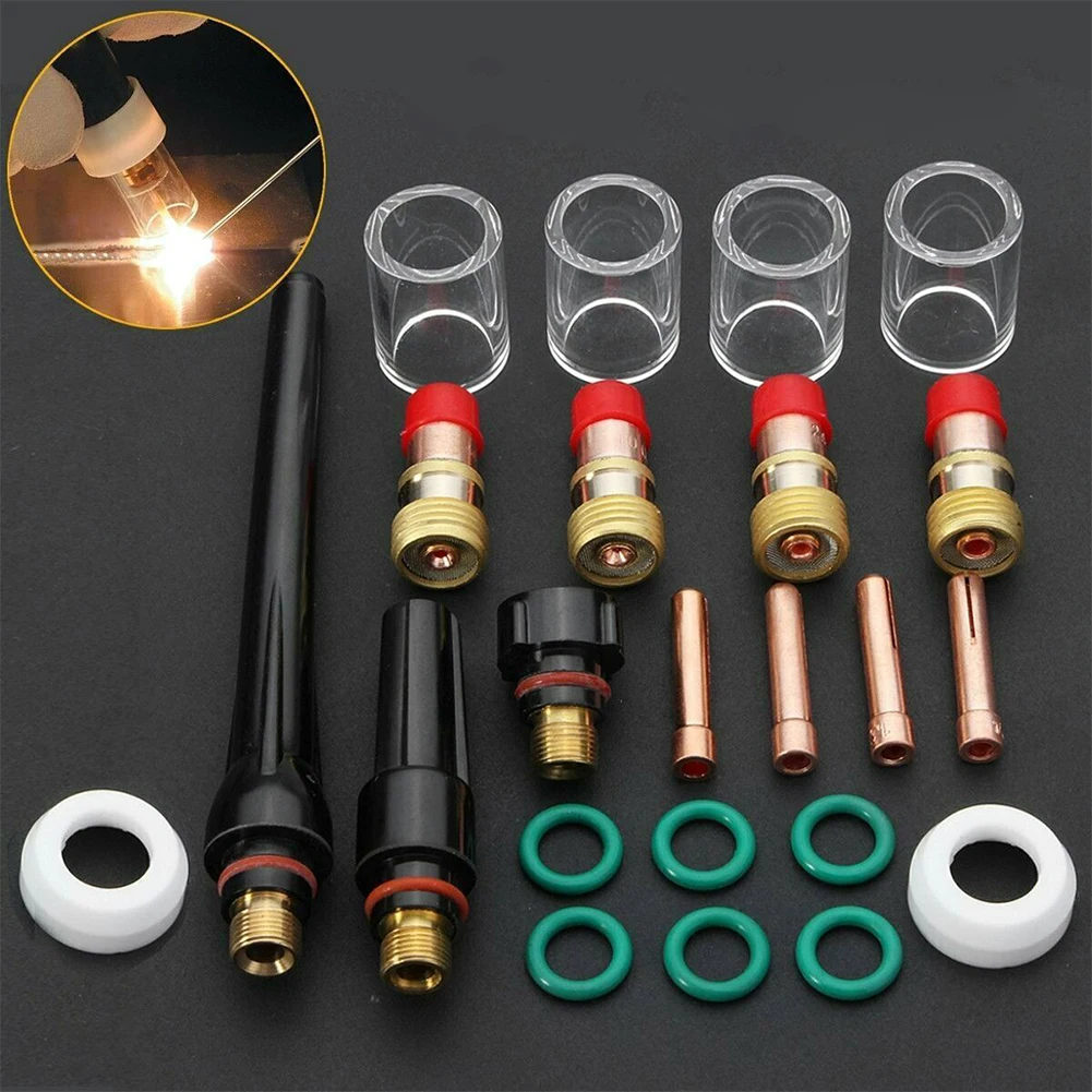 23pcs Tool Collet Soldering Tig Durable Accessories Pyrex Cup Gas Lens Replacement Glass Welding Torch Kit For WP-17 18 26