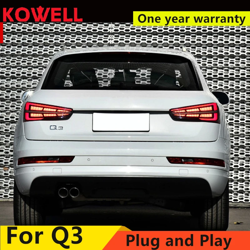 KOWELL автомобильный Стайлинг для Audi Q3 2013- светодиодный задний фонарь задний багажник крышка лампы drl+ сигнал+ тормоз+ задний динамический рулевое управление задний фонарь