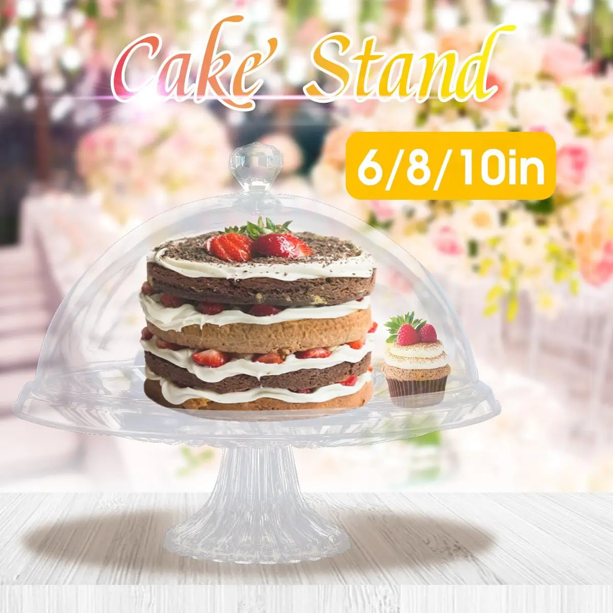 Пищевой ПК прозрачный акриловый круглый торт подставка пылезащитный чехол