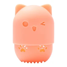 Мягкий термостойкий эластичный чехол для макияжа в форме кошки портативный держатель для пуховки силиконовый чехол для сушки яиц пылезащитный