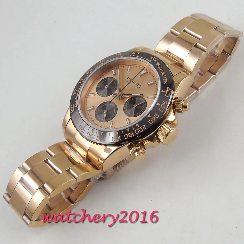 Новое поступление 39 мм Парнис золото циферблат кварцевые мужские часы из