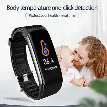 

2020 new C6T body temperature smart bracelet watch IP67 waterproof heart rate monitor Smartband wristband fitness health tracker
