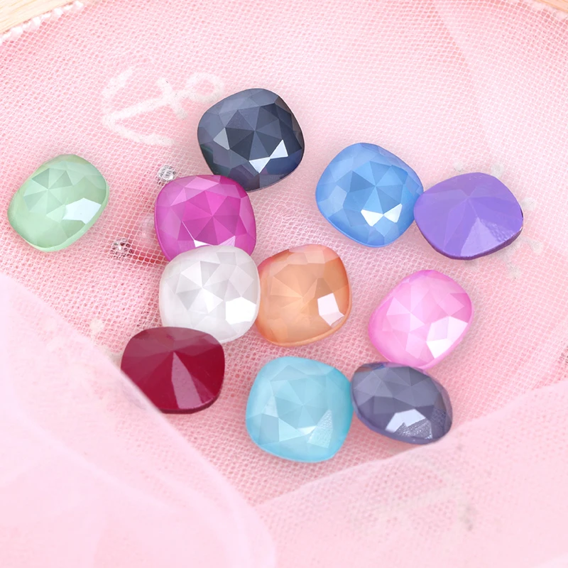 Nail Art Rhinestones 8-12mm Square Shape Mocha Rhinestones Pointback Glass Strass Crystal Glue On Nails Loose Stones Rhinestones