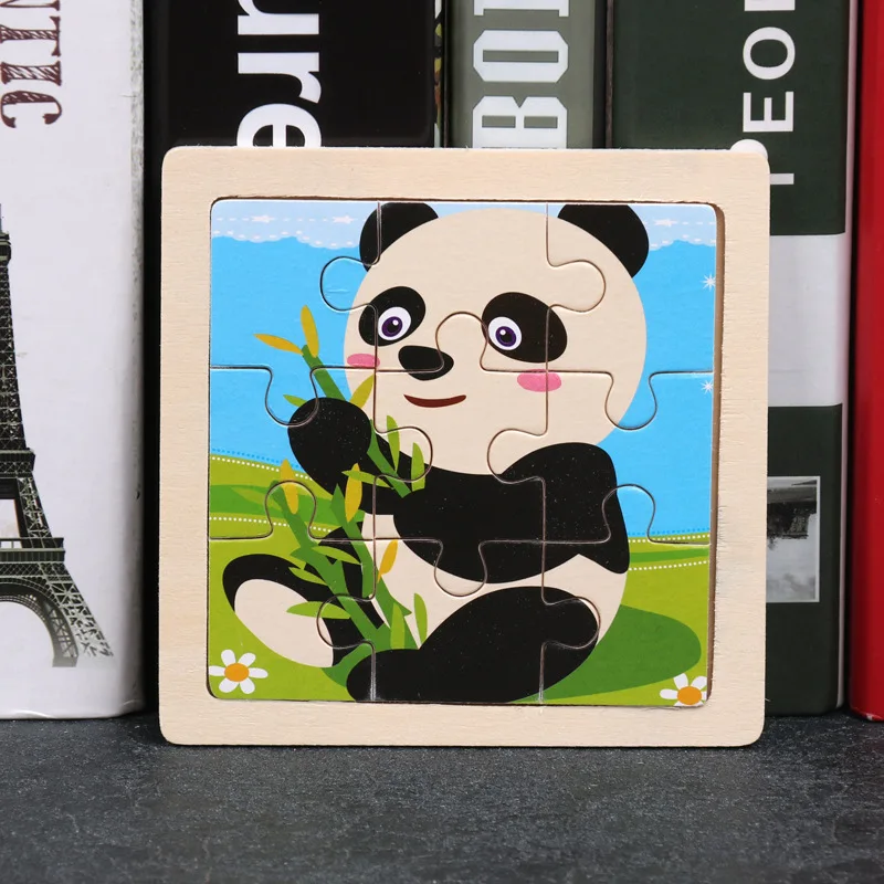 11X11CM Kids Wooden Puzzle Cartoon Animal Traffic Tangram Wood Puzzle Toys Educational Jigsaw Toys for Children GiftS 14