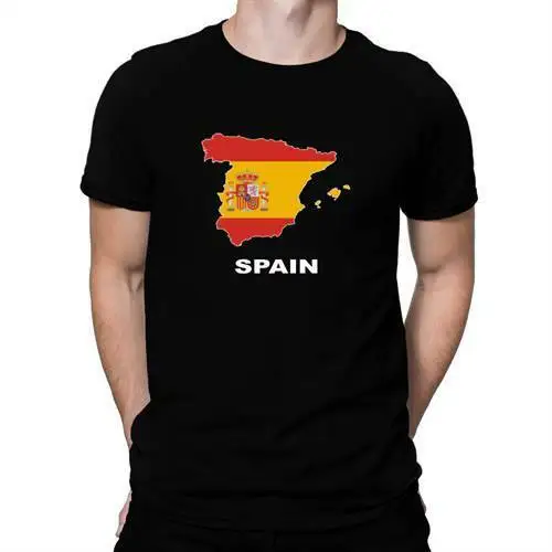 

Spain Country Map Color Men T-shirt Short Casual 100% COTTON O-Neck harajuku men clothing