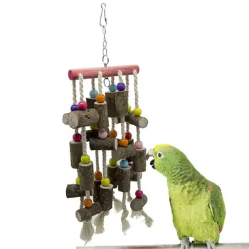 

Large Bird Parrot Chewing Toy - Multicolored Natural Wooden Blocks Bird Parrot Tearing Toys Suggested for Large Macaws