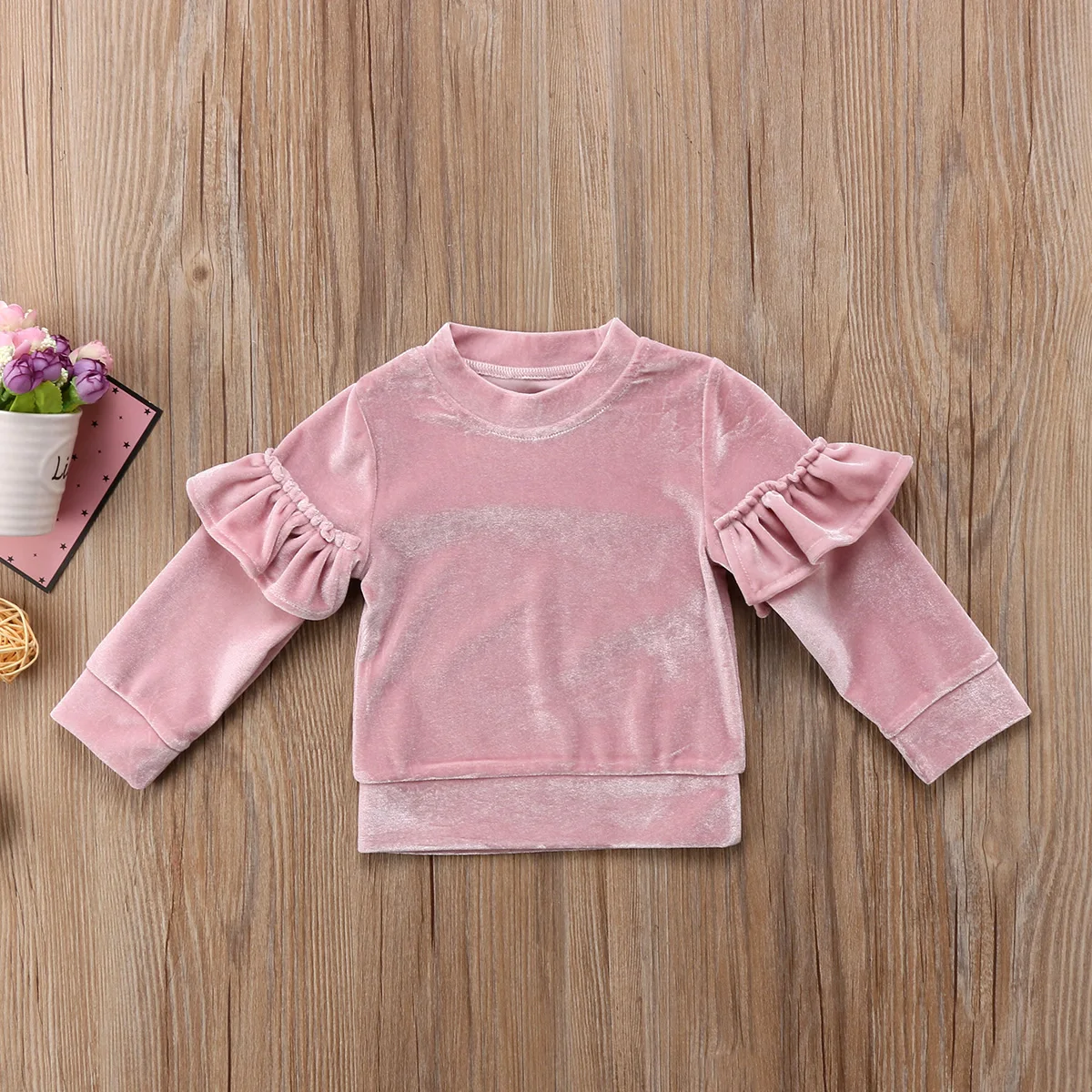 Pudcoco Kids Baby Girls Velvet Shirts Tops Ruffles Long Sleeve Casual Autumn Children Baby Girl Clothes 6M-5T