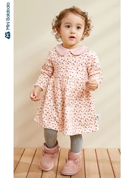 

Minibalabala Baby dress girls baby plus velvet long dress 2019 winter new long sleeve cotton A-line dresses