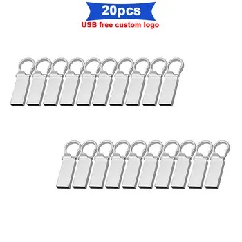 

20pcs/lot Free LOGO mini 32GB 16GB pendrive metal 64GB 128GB USB flash drive pen drive USB 2.0 tiny memory stick U Disk cle usb