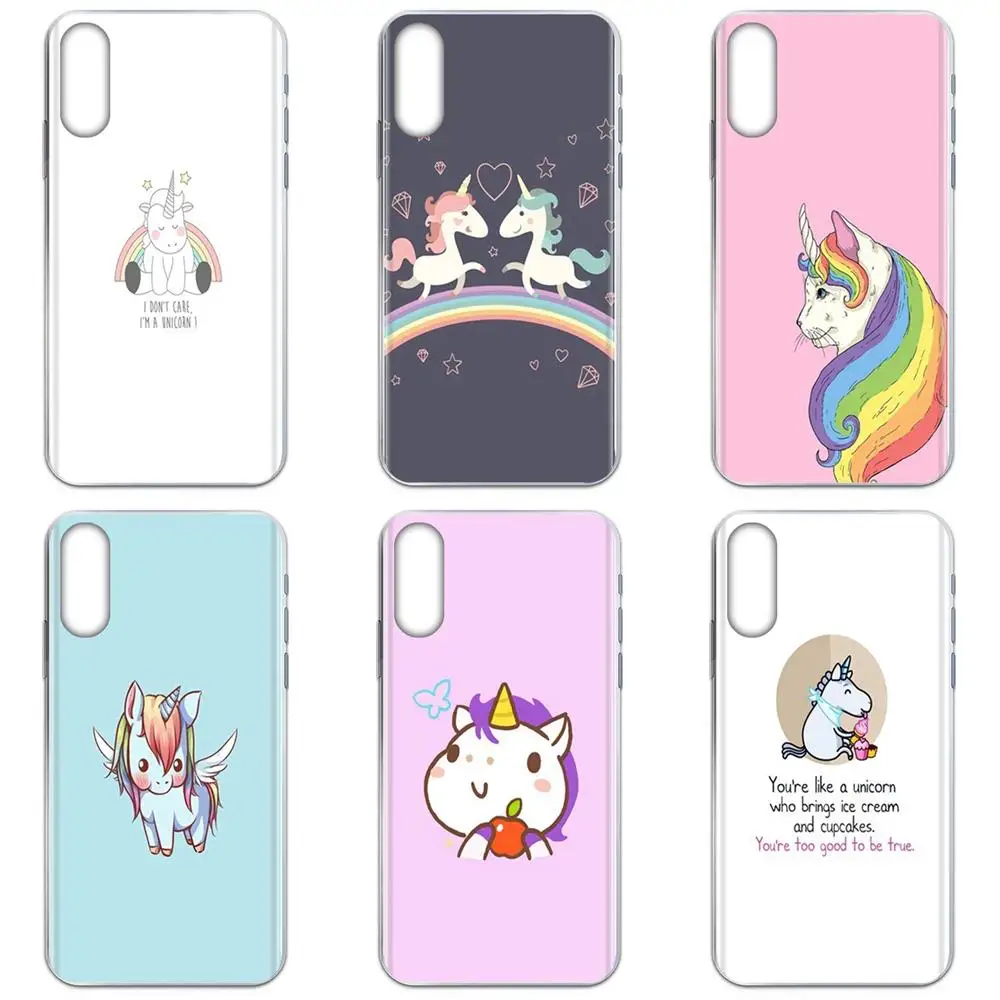 Мультяшная пара Nicorn Kawaii Horse Rainbow модная для Samsung Galaxy Note 5 8 9 S3 S4 S5 S6 S7 S8 S9 S10 5G mini Edge Plus