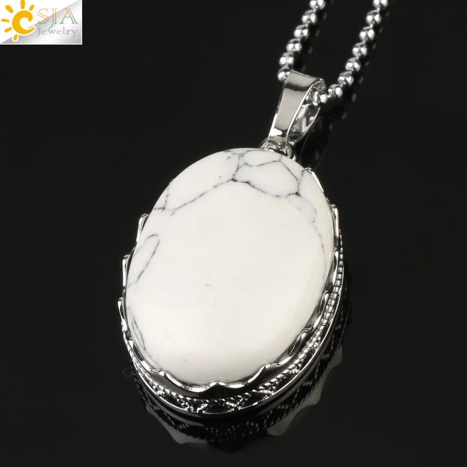 Howlite Csja 30x20 мм натуральные подвески с камнями ожерелья рейки тигровый глаз хрустальные овальные бусины оправа в форме короны серебряный цвет модные ювелирные изделия G212 - Окраска металла: Howlite