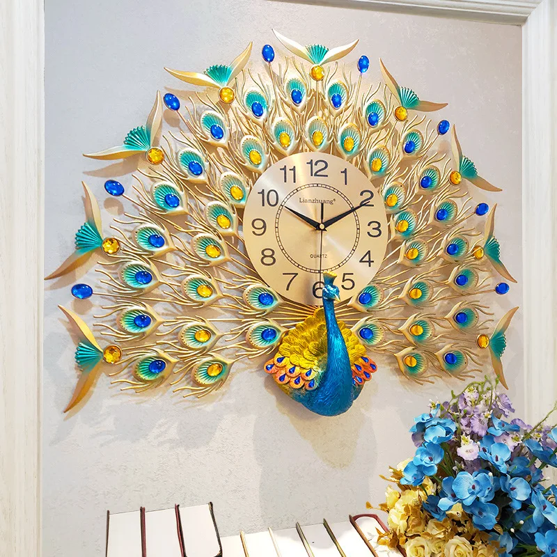 

Peacock Wall Clock Living Room Cool And Stylish Home Creative Simple Electronic Clock Quartz Clock European Style Glorious Mute