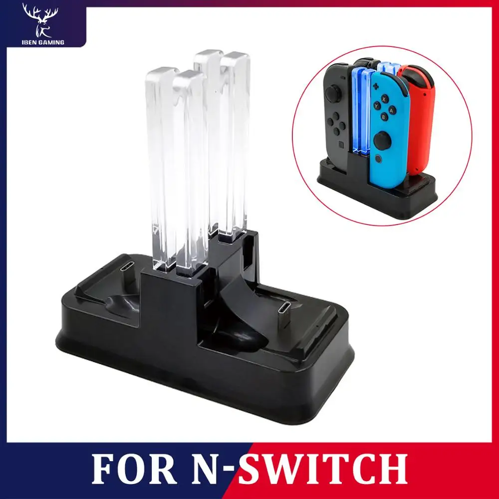 

iBen LED Charging Dock Station Charger Cradle Stand For Nintendo Switch 4 Joy Con Controllers 4 In 1