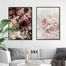 Rozen Poster Pioenen Scandinavische Canvas Schilderij Wall Art Pictures Voor Woonkamer Modern Huis Decoratieve Prins Op De Muur(China)