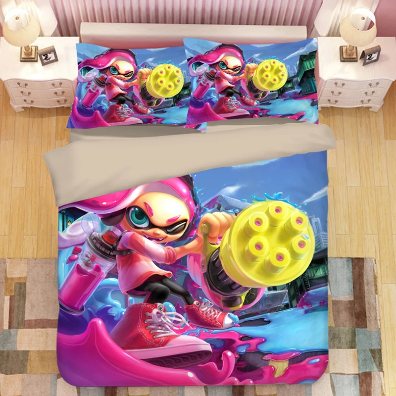 

Splatoon Cartoon Bedding Set Duvet Covers Pillowcases Splatoon 2 Game Comforter Bedding Sets Bedclothes Bed Linen Bed Set
