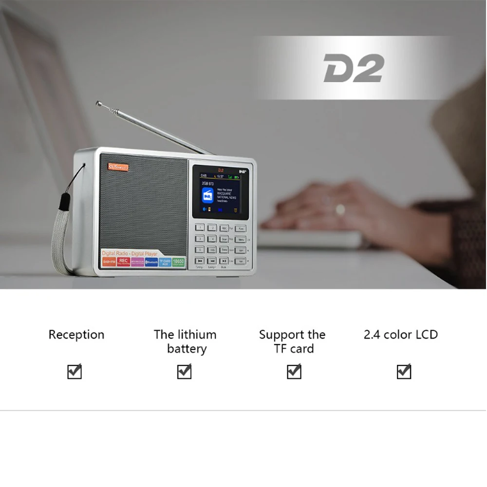 ORIGINAL GTMEDIA D2 Portable Radio FM Bluetooth DAB stereo with TFTLCD